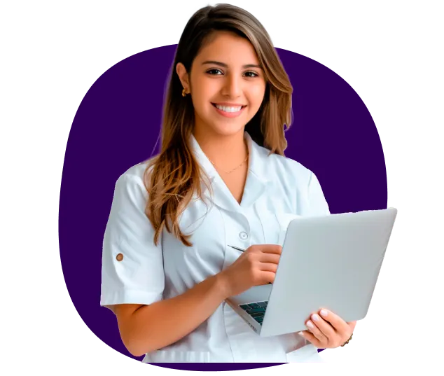 Atendente mulher propaganda Lara